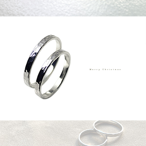 槌目の文字刻印シルバーペアリング