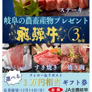 飛騨牛1万円相当のギフト券