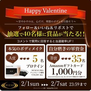 賞品画像：プロテイン（チョコ風味）一箱　他