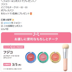 フジコ どこでもチーク3色＆ポアレスパフ セット