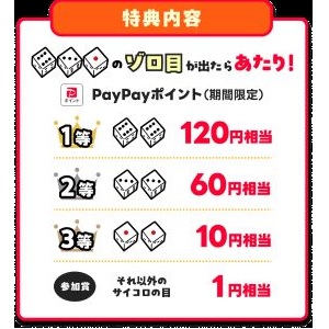 PayPayポイント120円相当 他