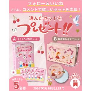 さくらんぼ紅茶セット、紅茶缶＆ミラーセット