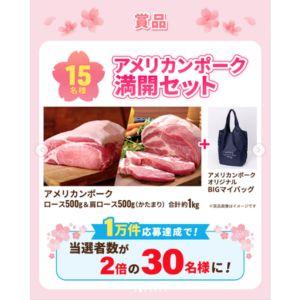 賞品画像：アメリカンポーク約1kg＆オリジナルBIGマイバッグ
