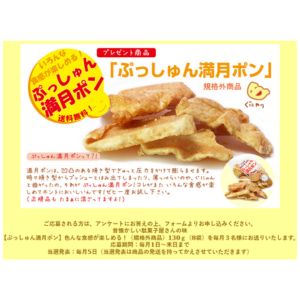 ぐにゃんとまがった「ぷっしゅん満月ポン」