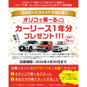 「オリコで乗ーる」カーリース1年分