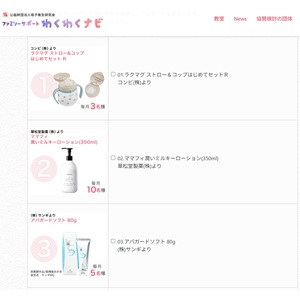 賞品画像：13種から選べるベビー用品