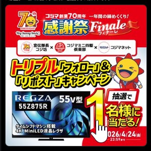 賞品画像：REGZA 4K MiniLED液晶テレビ