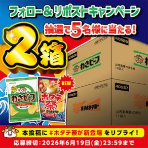 ポテトチップスわさビーフ1箱＆ホタテ祭炙りホタテ塩味1箱 - 無料懸賞