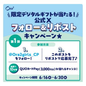 オーラツーオリジナルQUOカードPay 3,000円分