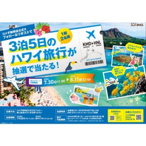 ハワイ旅行3泊5日 ペアご招待