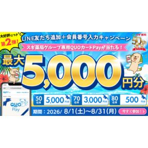 スギ薬局専用QUOカードPay 最大5,000円分