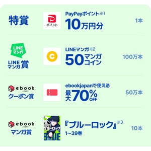 賞品画像：PayPayポイント10万円分 他