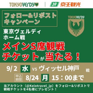 東京ヴェルディVS神戸 メインS席観戦チケット