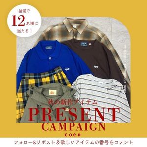 coen ロンT他 秋新作アイテム