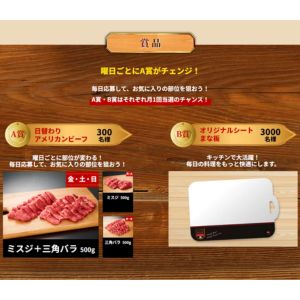 アメリカンビーフ焼き肉500g、オリジナルシートまな板