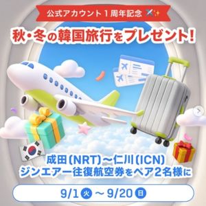 成田ー仁川 ジンエアー往復航空券