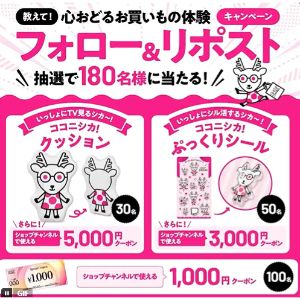 賞品画像：クーポン5,000円分 他