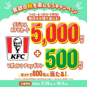 デジタルKFCカード 5,000円分 他